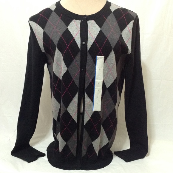 Merona Sweaters - ❤️❤️ NWT Merona Argyle Sweater Black Pink.